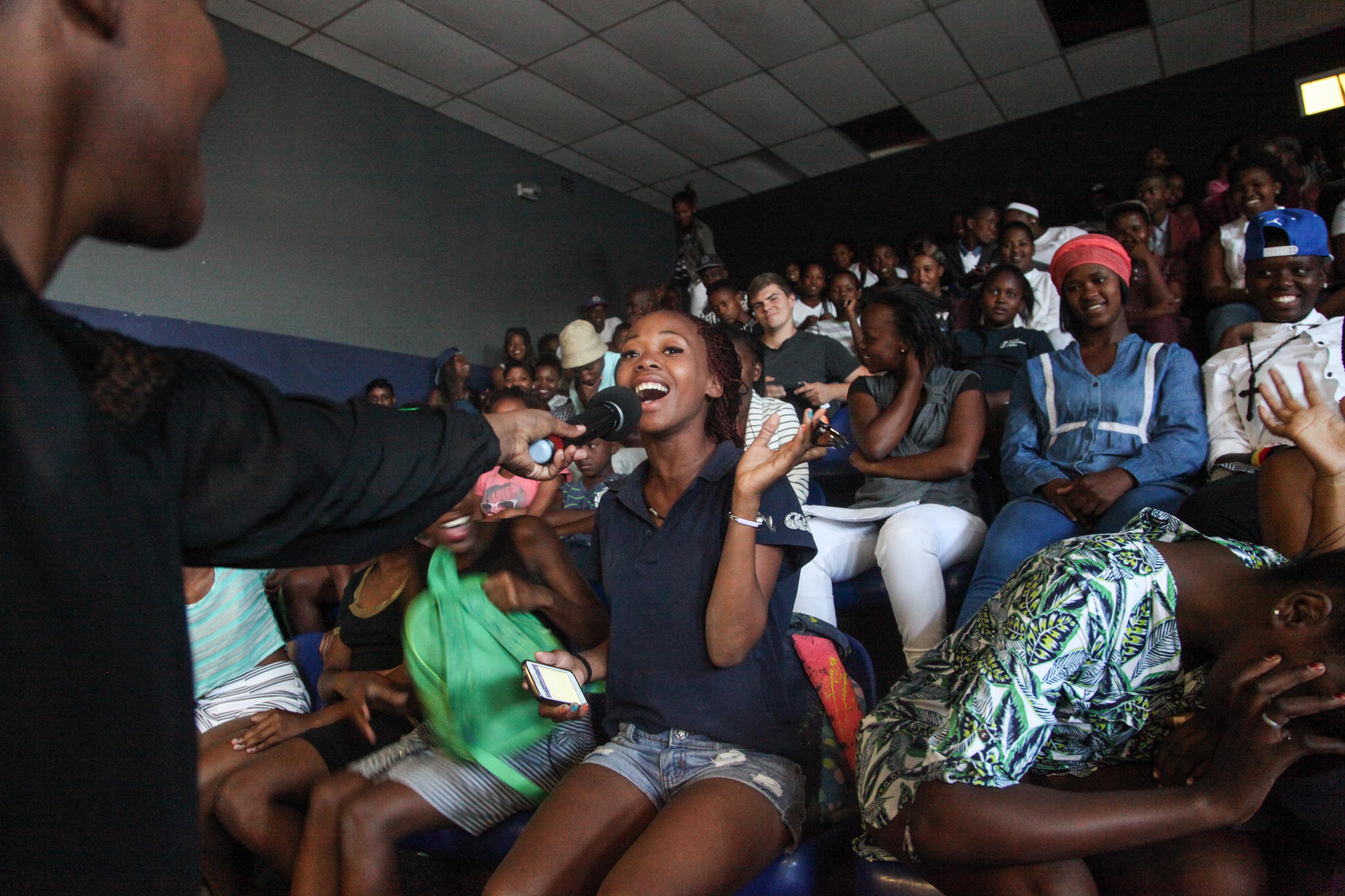 Dineo opens dialogue surrounding gender based violence with the crowd inbetween the screening of films