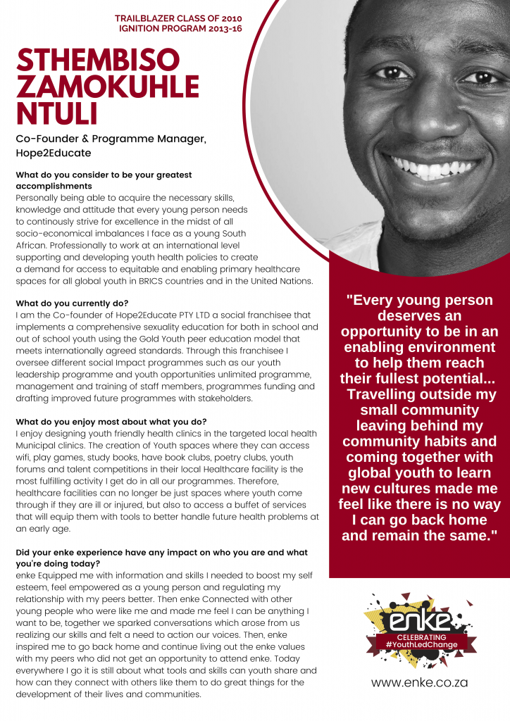 10 Year Celebration Profile Sthembiso Ntuli enke Make Your Mark 10 Year Celebration Profile Sthembiso Ntuli enke Make Your Mark